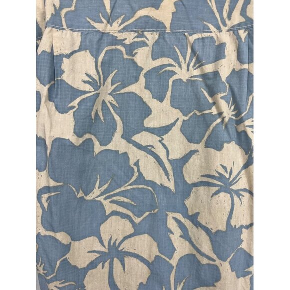 Quiksilver Men Hawaiian Shirt Large L Blue Collar Hibiscus Collar Short Sleeve - Picture 7 of 10